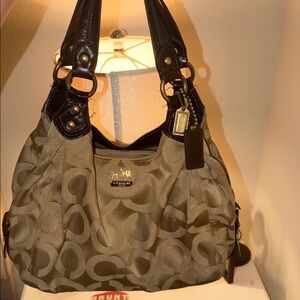 Coach Gold and Brown Shoulder Bag